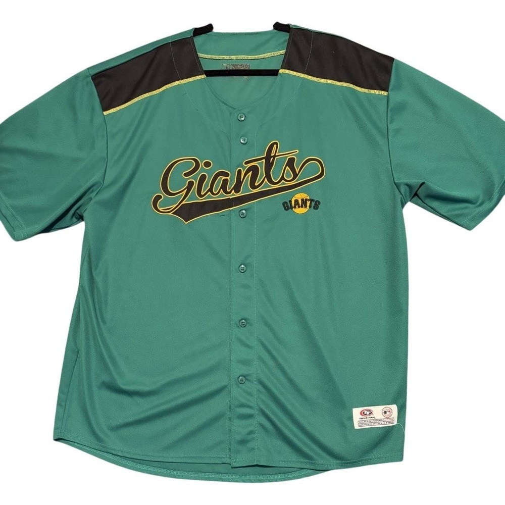 Vintage SF Giants Green Alternate Jersey True Fan Y2K MLB Button-Up Men's 2XL
